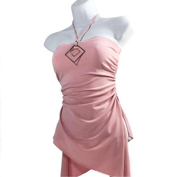 Tie Neck Layer Dress Shirt, Lightweight Stretchy Rouched, Size XXS - Picture 1 of 6